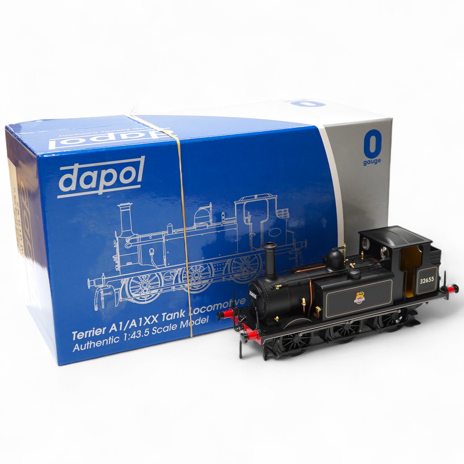 A boxed Dapol 0 gauge BR Terrier class A1X 0-6-0T locomotive, 32655, in black livery